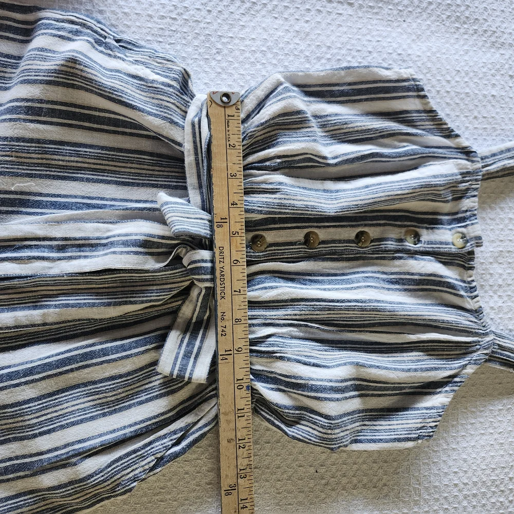 Deja Bleu Striped Blue and White‎ Jumpsuit Casual Summer Linen Blend Size Small
